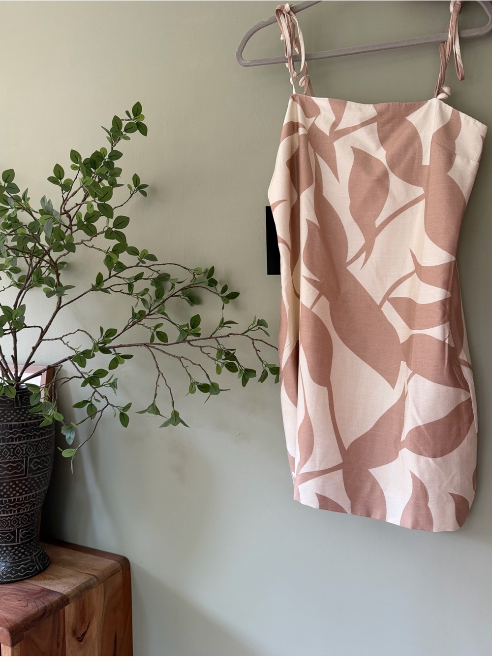 Tuckernuck Cream and Blush Leaf-Print Mini Dress